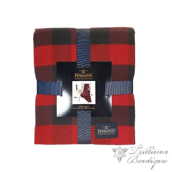 Pendleton Red Rob Roy Luxe Throw & Handmade Acrylic Sunset Canvas Painting NEW - Picture 6 of 11